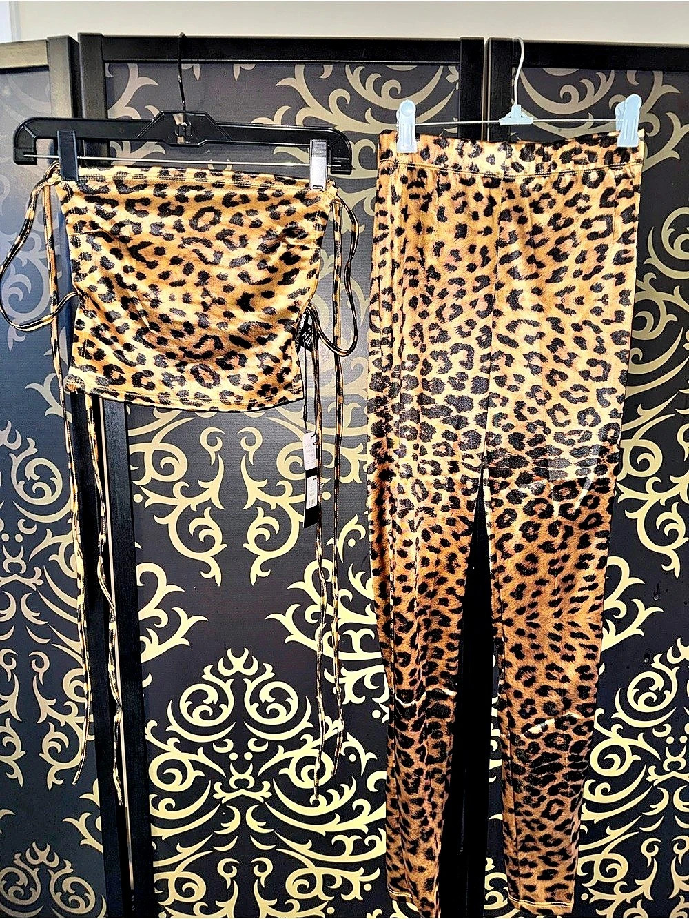 Fashion Nova Bad Instincts Leopard Pant Set Leopard Pant Set Brown & Black Size
